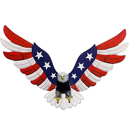 Adroiteet Metal Wall Art, x American Flag Bald Eagle Hanging Patriotic Sculpture, Large Handmade Centerpiece Independence Day th of July Decoration for Indoor Bedroom Office Outdoor