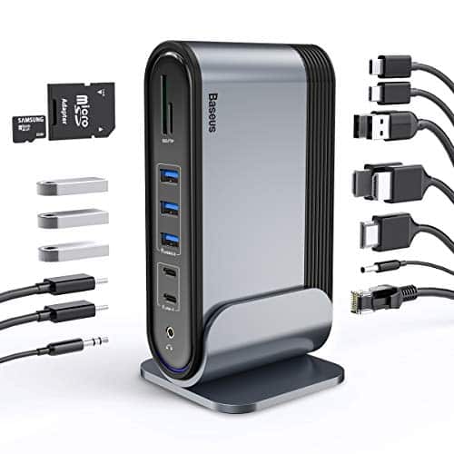 Baseus in B C Docking Station to Cast on onitors with  PD USB C Port, K HDMI, USB  , LAN, SDTF Cards Reader, Audio Port for Windows, Mac Laptop