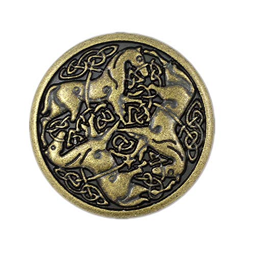 Bezelry Pieces Celtic Horses Metal Shank Buttons. mm (inch) (Antique Brass)