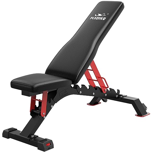 FLYBIRD Weight Bench, LBS Weight Capacity Strength Training Bench Heavy duty Adjustable Workout Bench