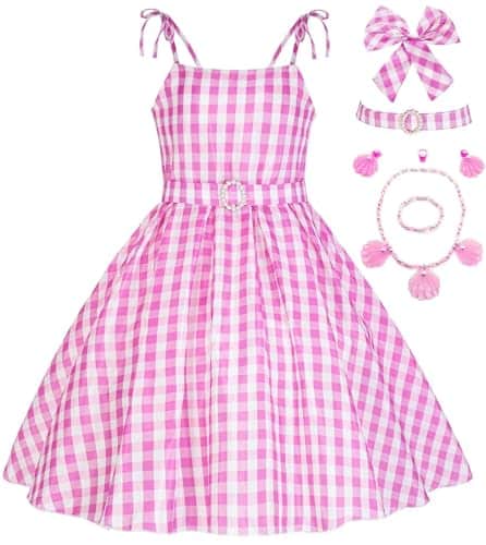 GZ LAOPAITOU Girls Princess Costume Pink Cosplay Costume Dress Kids Movie Cosplay Halloween Costume