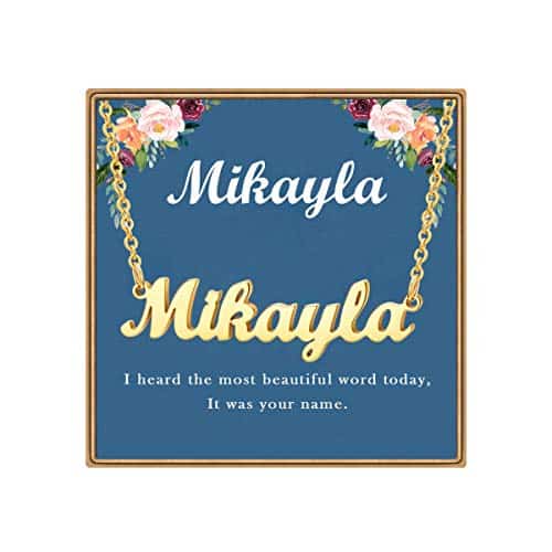 Ldurian Name Necklace Personalized   Mikayla Customized Name Plate Necklace   K Gold Plated Dainty Name Necklaces Birthday Jewelry Gift for Teen Girls