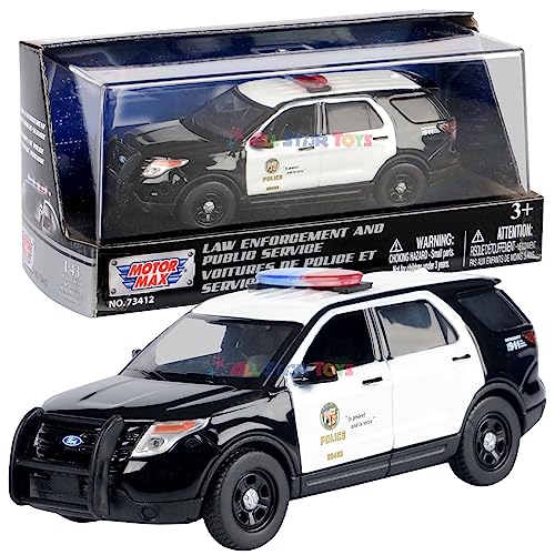 Motormax Ford Explorer Los Angeles Police Department LAPD Police Interceptor Utility Diecast Police Car wAcrylic Case