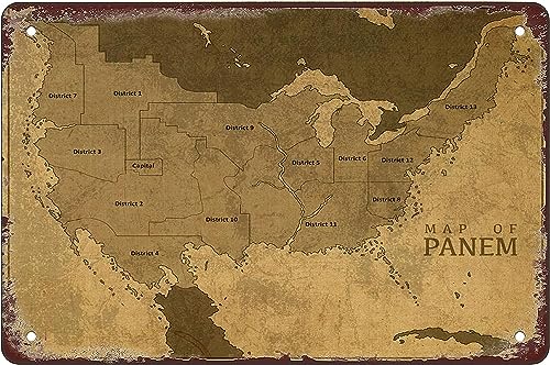 RosefinchÂ Stone panem Hunger Vintage map Vintage Metal Tin Sign for Men Women,Wall Decor for Bars,Restaurants,Cafes Pubs,xInch