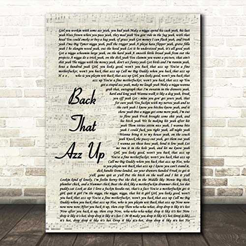 Back That Azz Up Vintage Script Song Lyric Quote Music Print