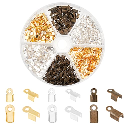 PH PandaHall About Pcs Iron Fold Over Cord Ends Terminators End Tips for Leather mm for Jewelry Making Colors