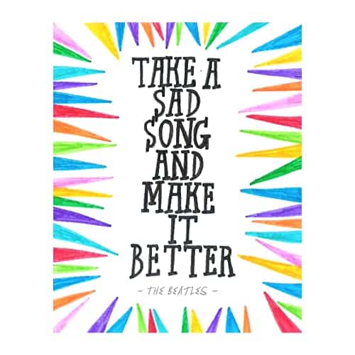 The Beatles   Take Bad Song   Make It Better, Vintage Music Wall Art Decor, This Ready to Frame Song Lyrics Wall Art Print is Good For Music Room, Office, Studio, And Room Decor, Unframed   x
