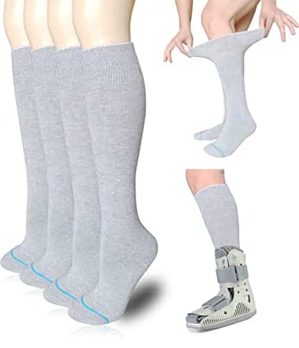 VEIGIKE Replacement Sock Liner for Orthopedic Walking Boots Walker Brace,Tube Socks Under Air Cam Walkers and Fracture Boot Cast Shoe Surgical leg Cover Grey Pairs