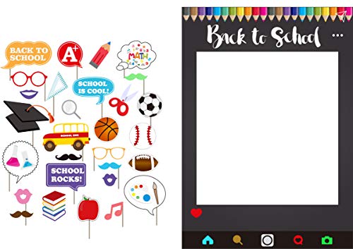 gost Back to School Party Photo Booth Props First Day of School with Photo Frame(Pack of )
