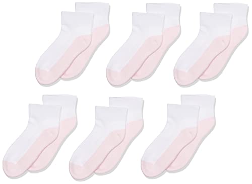 Jefferies Socks Girls Sport Quarter Half Cushion Pair Pack Socks, WhitePink,