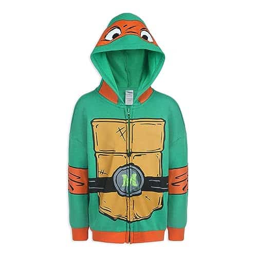 Nickelodeon Teenage Mutant Ninja Turtles TMNT Michelangelo Mikey Boys Graphic Zip up Hooded Sweatshirt Little Kids Boys Green