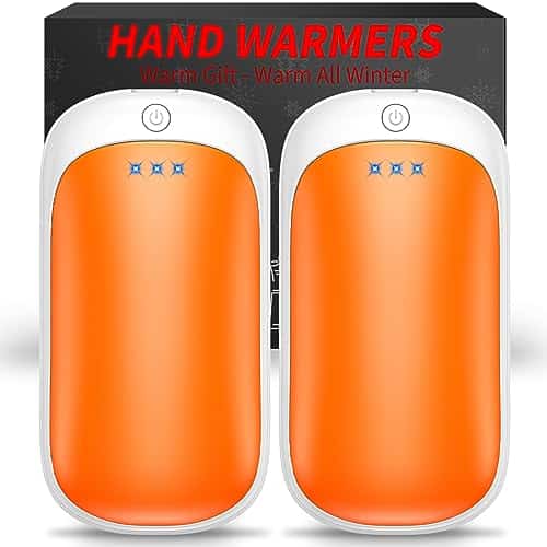 Pack Hand Warmers Rechargeable, Portable Electric Hand Warmers Reusable, USB in Handwarmers, OutdoorIndoorWarm Gifts for Men Women Kids (Orange White & Orange White )