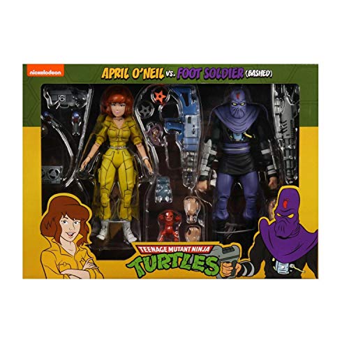 NECA Teenage Mutant Ninja Turtles Scale April O'Neil & Foot Soldier Collectible Action Figures Set