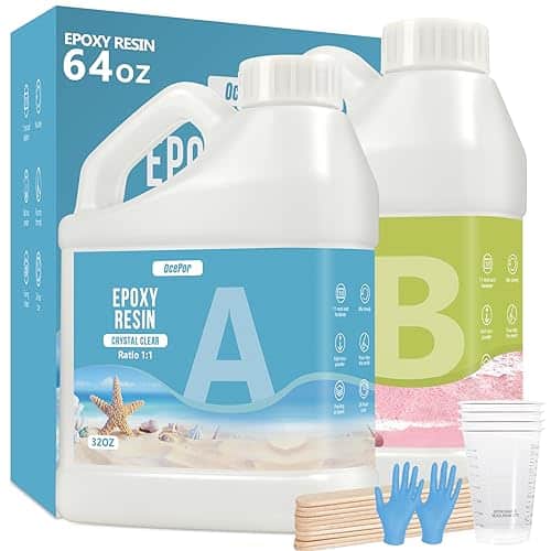 OcePor Epoxy Resin OZ, Crystal Clear Epoxy Resin Kit, No Yellowing No Bubble Art Resin Casting Resin for Art Crafts, Jewelry Making, Wood & Resin Molds(OZ x )