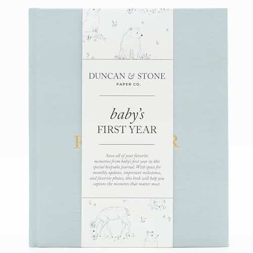 Baby First Year Book (Sky Blue, Pages) by Duncan & Stone   Memory & Milestone Baby's First Year Photo Album from Pregnancy to First Year  Newborn Baby Journal   Gifts for New 